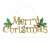 Gold Merry Christmas sign with holly leaves and berries