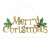 Gold Merry Christmas sign with holly leaves and berries