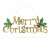 Gold Merry Christmas sign with holly leaves and berries