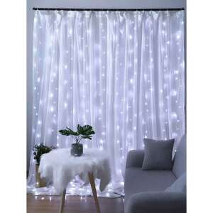 LED Lichtervorhang 3x3m mit Fernbedienung im Wohnzimmer - Weihnachten