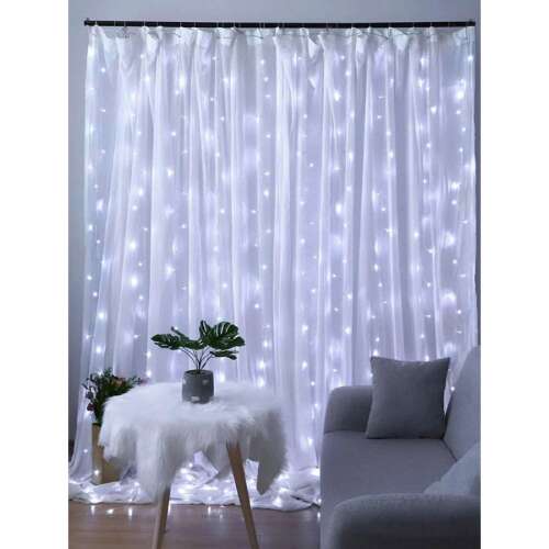 300 mikro LED USB svjetlosna zavjesa za unutarnju upotrebu, 8 načina osvjetljenja, daljinski upravljač, hladno bijela