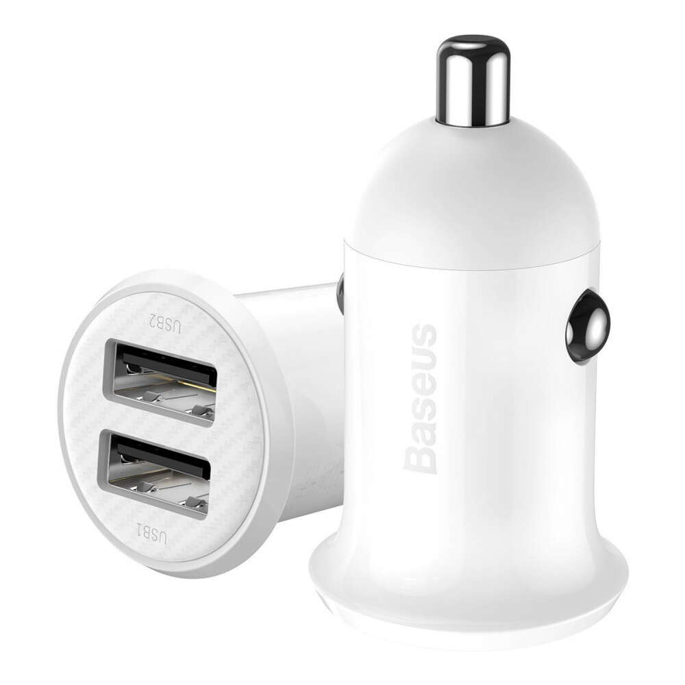 Baseus Grain Pro 2x USB 4.8A autós töltő (fehér)