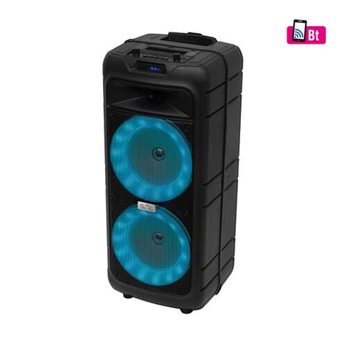 Przenośny głośnik imprezowy SAL PAR 182BT z niebieskimi diodami LED, czarny