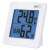 Emos digital indoor thermometer and hygrometer, white, displays temperature, humidity, time, and date