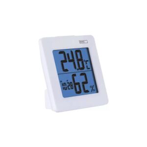Emos E0114 digital indoor thermometer and hygrometer angled view - EMOS