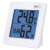 Emos digital indoor thermometer and hygrometer, white, displays temperature, humidity, time, and date