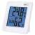 Emos digital indoor thermometer and hygrometer, white, displays temperature, humidity, time, and date