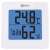 Emos digital indoor thermometer and hygrometer, white, displays temperature, humidity, time, and date