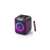 JBL PartyBox Encore portable Bluetooth speaker, black, angled view with lightshow and microphone