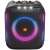 JBL PartyBox Encore portable Bluetooth speaker, black, front view with lightshow