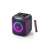 JBL PartyBox Encore tragbarer Bluetooth-Lautsprecher, schwarz, schräger Blick mit Lichtshow und Mikrofon