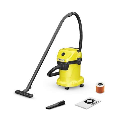 Odkurzacz Karcher WD 3 V-17/4/20 do mokrego i suchego sprzątania, żółty, czarny, z akcesoriami