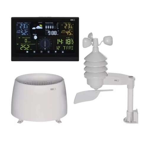 Bezprzewodowa stacja pogodowa Emos E6016 z temperaturą wewnętrzną i zewnętrzną, wilgotnością, prędkością wiatru, opadami deszczu, ciśnieniem, fazą księżyca i czasem