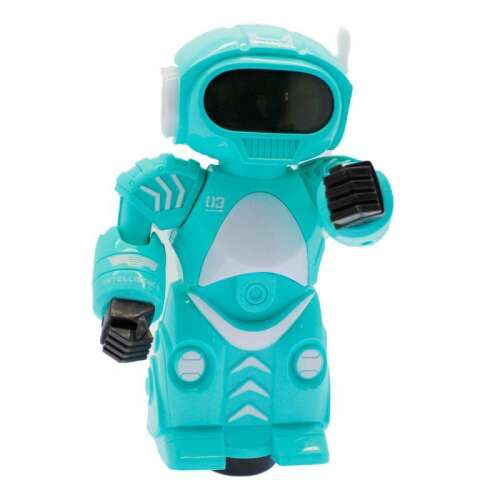 Robot türkiz, türkiz robot játék, járó robot, gyerekjáték, robot gyerekeknek, robot fényekkel és hangokkal