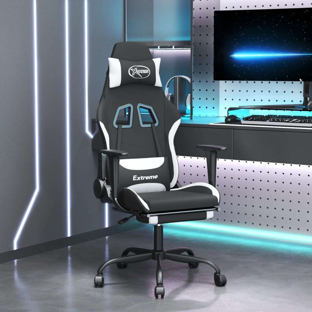 Vidaxl masszázs funkciós gamer szék - fekete-fehér
