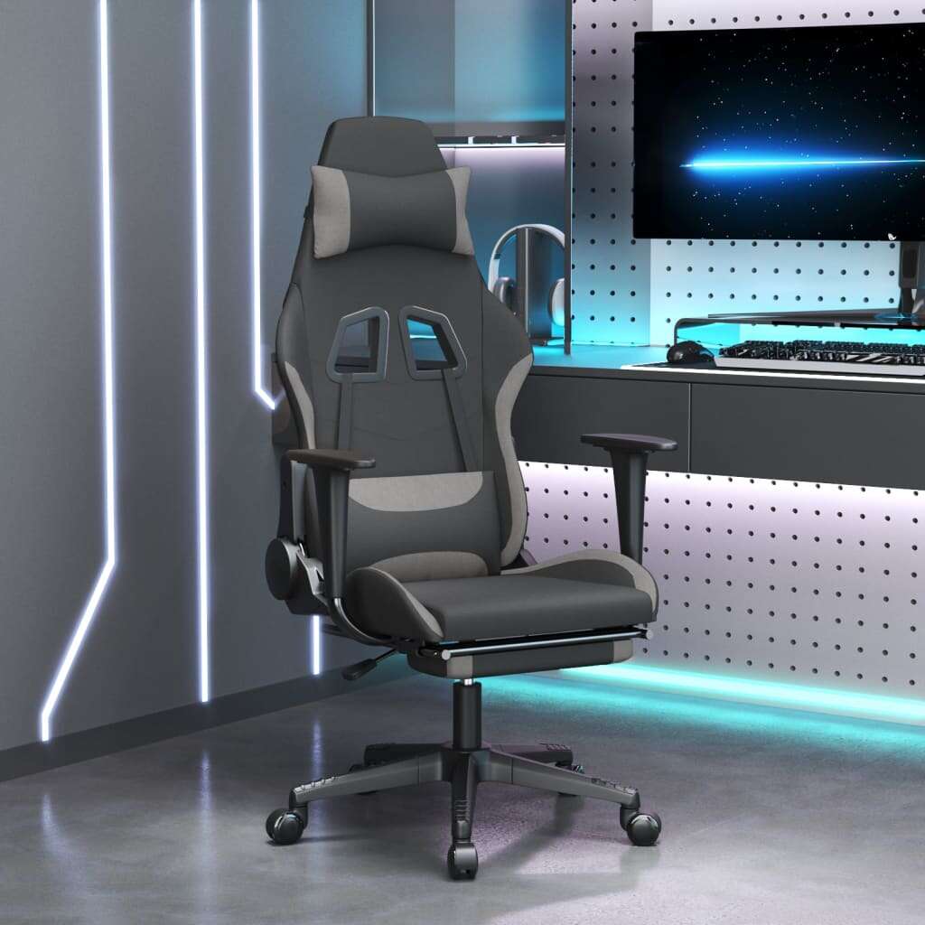 Vidaxl masszázs funkciós gamer szék - fekete-világosszürke
