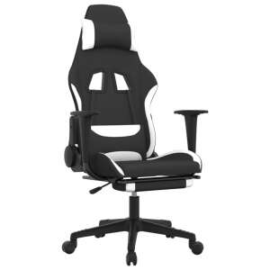 vidaXL masszázs funkciós Gamer szék, Szövet anyag, Fekete-fehér