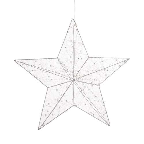 SHINING STAR függeszthető 3D dekor csillag LED égőkkel, ezüst, Ø 58 cm