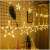 LED star curtain lights hanging on a wall, warm white, 138 LEDs