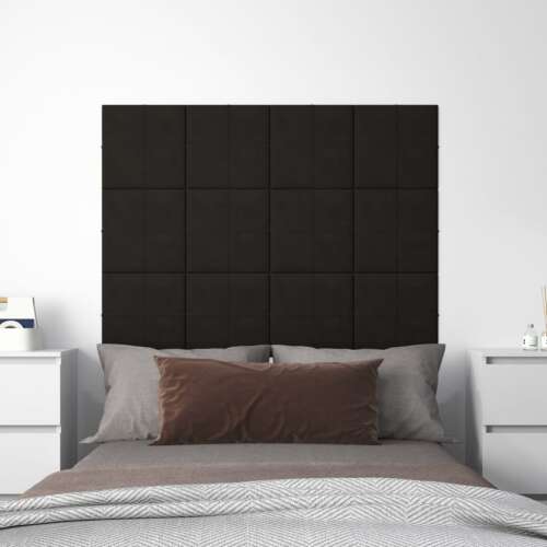 vidaXL 12 db fekete bársony fali panel 30 x 30 cm 1,08 m²