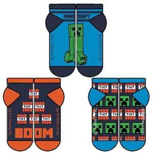 Minecraft gyerek zokni 3 pár, TNT, Creeper és Creeper mintával - Minecraft