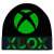 Xbox gyerek sapka, közeli kép a zöld Xbox logóról fekete háttérrel
