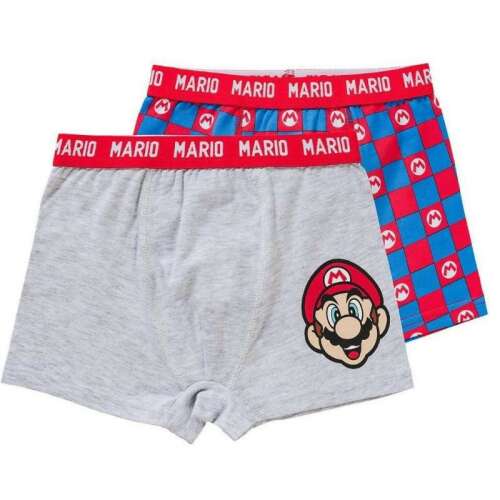 Super Mario fiú alsónemű, szürke és kockás boxeralsók - Gyerek bugyi, alsónadrág