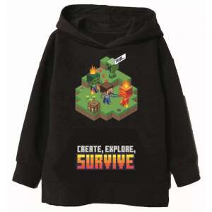 Fekete Minecraft gyerek pulóver Creeper, Zombi és Steve mintával, 10 éves méret - Minecraft