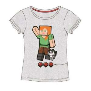 Minecraft gyerek póló vörös csillogó nyomattal, lány karakterrel és macskával, 4 éves méret - Mojang