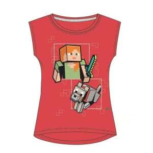 Minecraft gyerek póló Alex-szel és farkassal, piros - Mojang