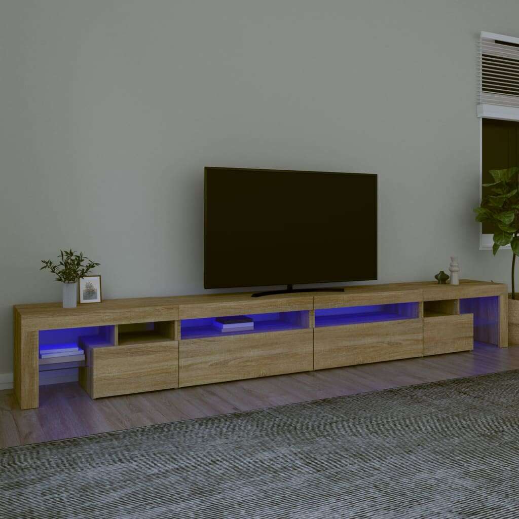 vidaXL sonoma-tölgy színű TV-szekrény LED-lámpákkal 290x36,5x40 cm