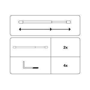 Vitrázs rúd lapos 11 mm fehér 80 - 120cm szett tartalma: 2 rúd, 4 konzol - Vitrázsrúd