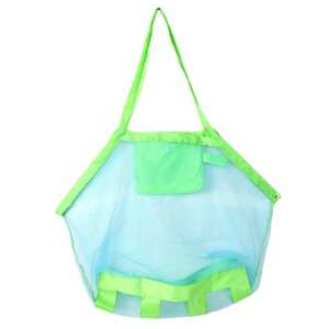 Green and blue mesh beach bag with a small pocket - Luggage & Bag