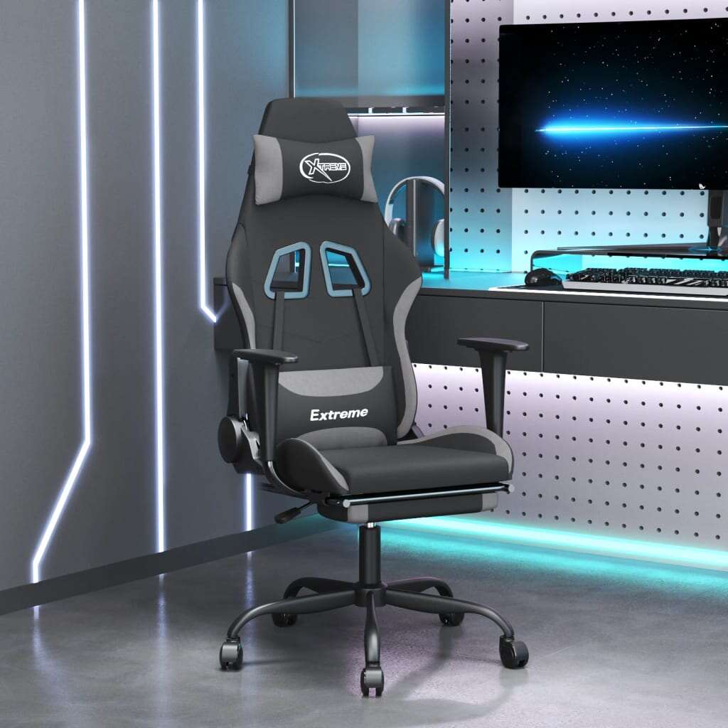 Vidaxl masszázs funkciós gamer szék - fekete-világosszürke