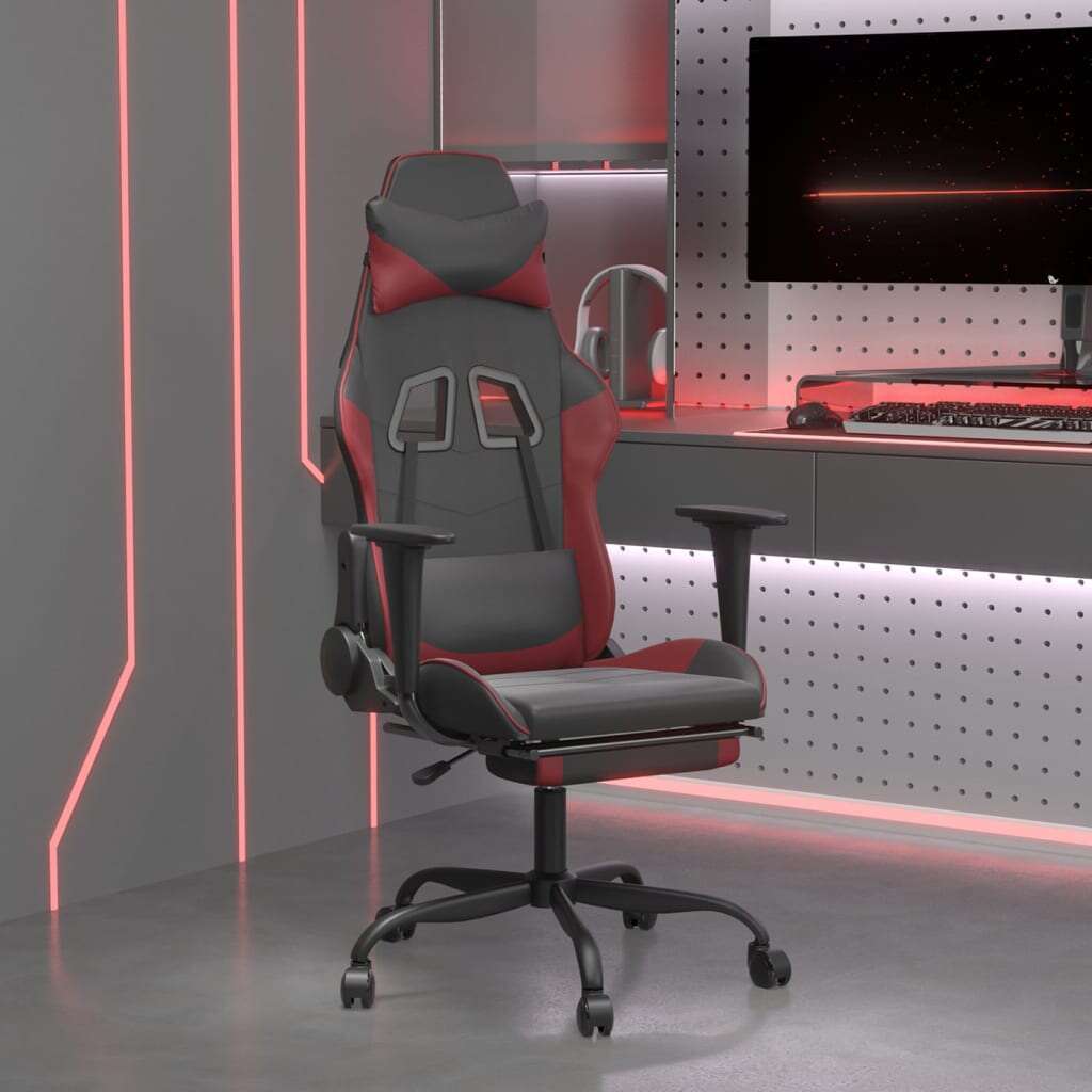 Vidaxl masszás funkciós gamer szék - fekete-bordó