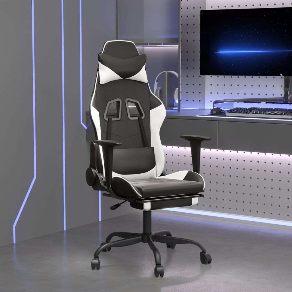 Vidaxl masszázs funkciós gamer szék - fekete-fehér