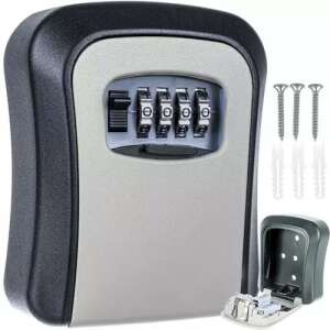 Abschließbarer Schlüsselschrank, abschließbarer Safe, wandmontierbar, grau-schwarz 77814580