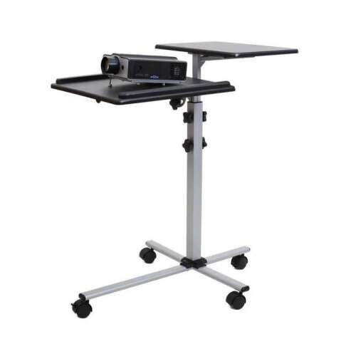 Sbox PFS-2 stand pentru proiector cu înălțime reglabilă, negru și argintiu, cu roți