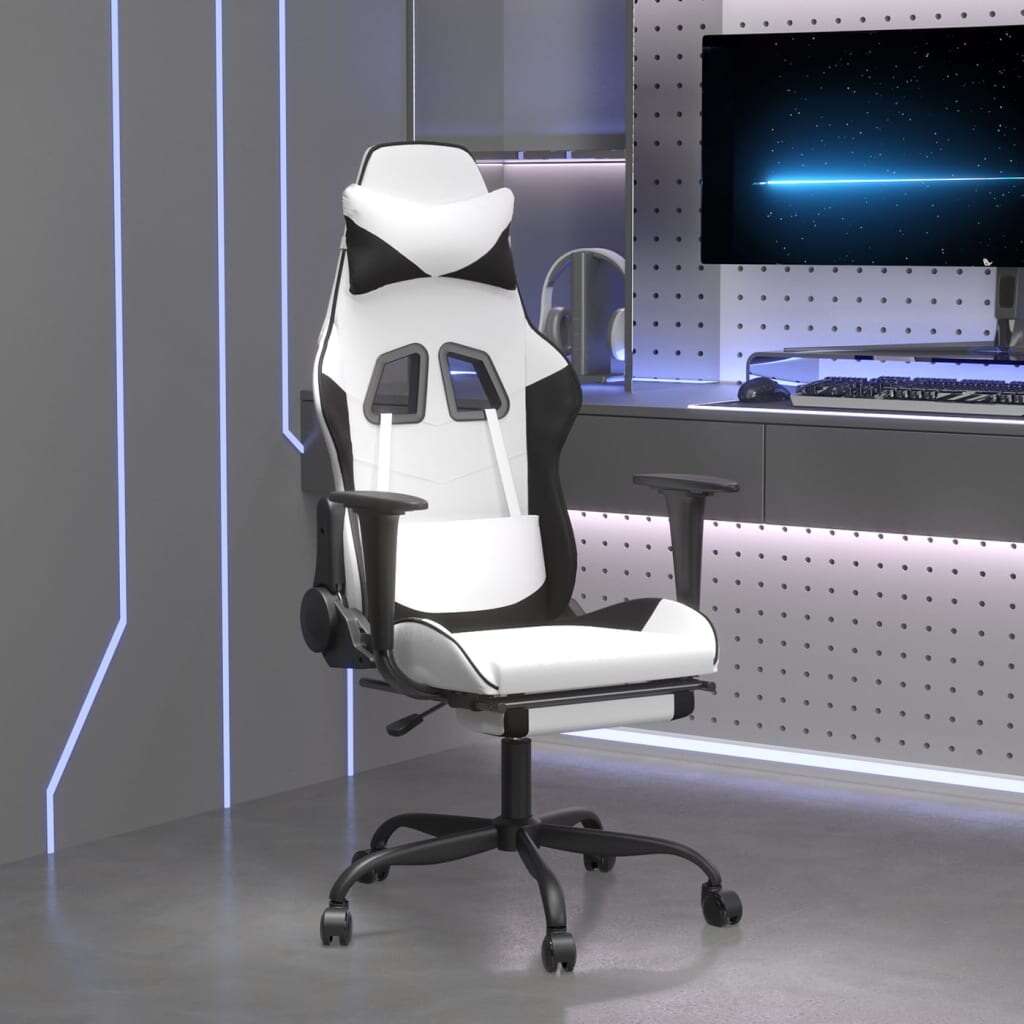 Vidaxl masszás funkciós gamer szék - fehér-fekete