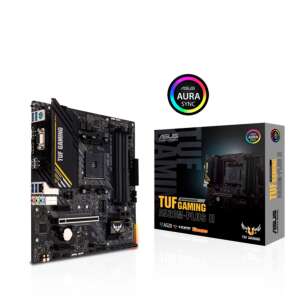 Asus TUF Gaming A520M-Plus II AMD A520 mATX motherboard, front view with box - ASUS Motherboard