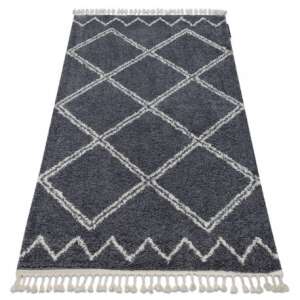 Berber Asila szürke és fehér rojtos shaggy szőnyeg, 180x270 cm - Lakástextil