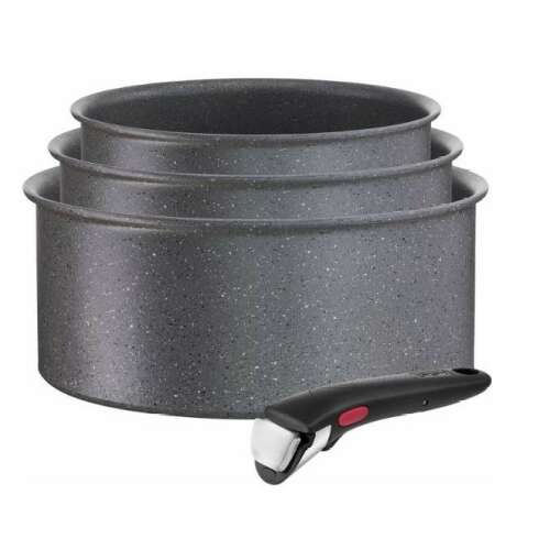 Tefal Ingenio Natural Force 4 piece cookware set, featuring a detachable handle for easy storage and versatility