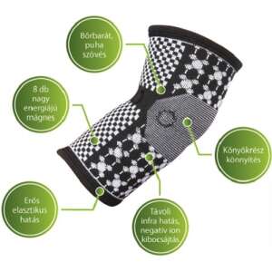VivaFit mágneses turmalinos könyökszorító, fekete, L méret (26,5-29 cm), támogatást és fájdalomcsillapítást nyújt könyökfájdalom esetén - Vivafit