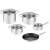 Tefal Cook Eat 9 piece cookware set, stainless steel pots and pans with glass lids, includes frying pan, saucepan, stockpot