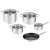 Tefal Cook Eat 9 piece cookware set, stainless steel pots and pans with glass lids, includes frying pan, saucepan, stockpot