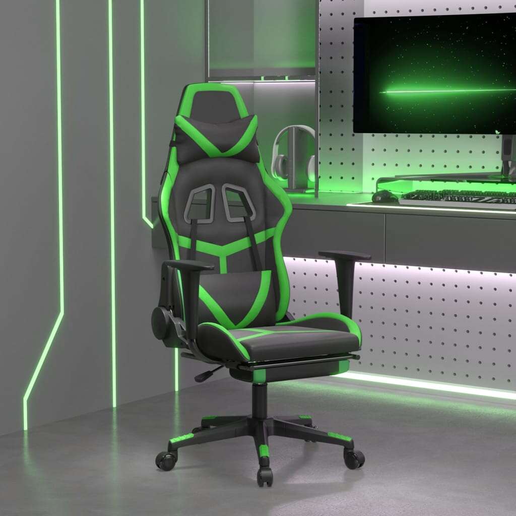 Vidaxl gamer szék - fekete-zöld