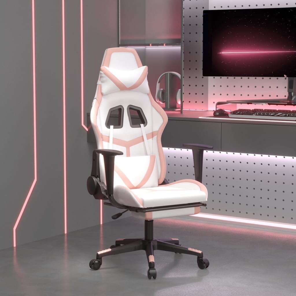 Vidaxl masszázs funkciós gamer szék - fehér-rózsaszín