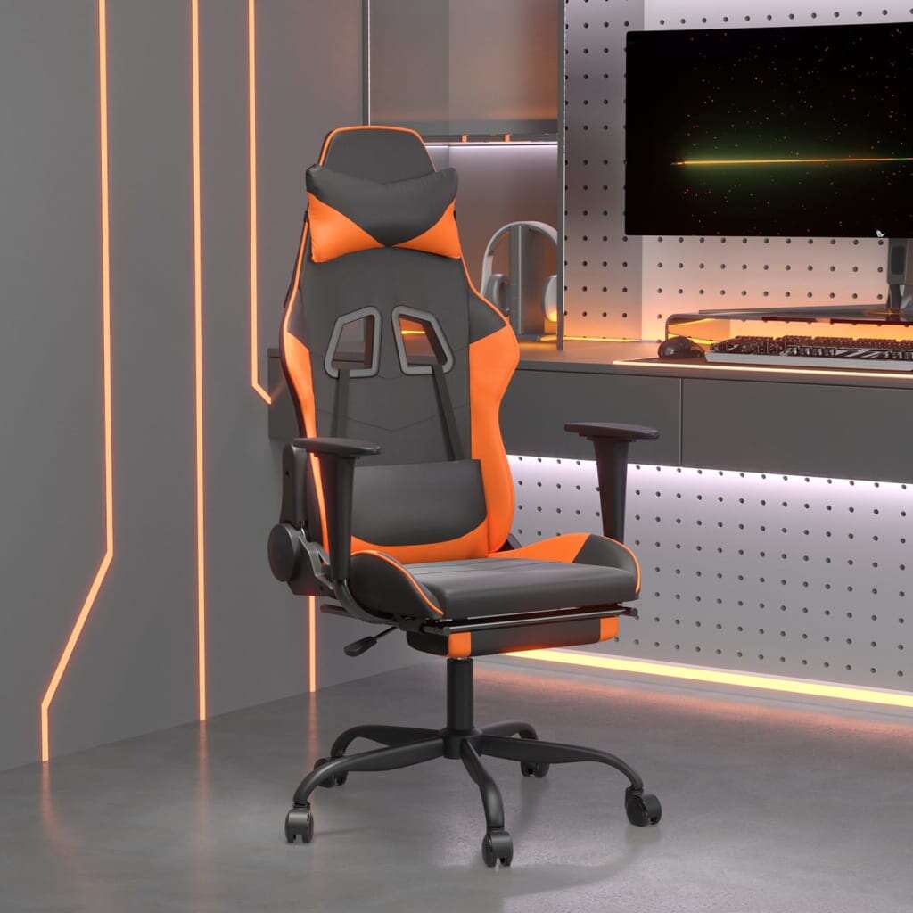 Vidaxl masszázs funkciós gamer szék - fekete-narancssárga