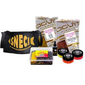 Dovit feeder etetőanyag csomag, tartalmaz két zacskó zúzott method mixet, egy üveg dip-et, egy zacskó feeder pelletet és egy zacskó neon pop-up-ot - Horgász szett