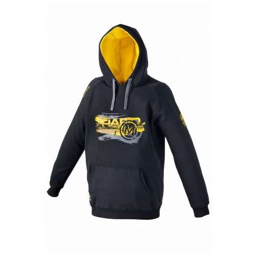 Mivardi MC Team Hoody M Pulóver, fekete pulóver sárga béléssel és Mivardi logóval
